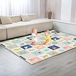 Nukdey Baby Play Mat-Folding XPE Crawling Mat for Floor Foam Playmat Large Soft Baby Mat Floor-Extra Thick Waterproof Portable Floor Mat for Toddlers Mountain 180cm*200cm*1cm (Animal Party)