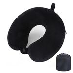 WENGX Travel Pillow Neck Pillow Memory Foam Travel Pillows Head Support Cushion for Airplane Train Car Office Travel Essential Flight Pillows for a Long Hauls Sleeping Rest (Black)