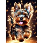 DAERLE Lovely Dog Diamond Painting Kits, DIY Diamond Art Kits Happy Dog, Full Round Diamond Art, Diamond Painting by Number Kit, Diamond Picture Arts Craft for Home Wall Decor 30x40cm