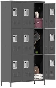 IKIMI 9 Doors Metal Storage Locker for Employee,72" Sports Staff Lockers
