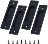 4 PCS Sliding Barn Door Handle, Black Recessed Finger Flush Pull, Aluminum Alloy Handles Drawer Handles, Finger Pull, Pocket Door Pull with 8 Screws (Black)