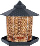 Twinkle Star Wild Bird Feeder Hanging for Garden Yard Outside Decoration, Hexagon Shaped Outside Hanging Bird Feeders for Outdoors Squirrel Proof, Cardinal Bird Feeder (Gray)