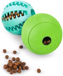 HIPPIH Dog Puzzle Toy 2 Pack, Interactive Dog Toys for Treat Dispensing, Durable Puppy Toys for Teething, Dog Treat Ball for Teeth/Slow Feeder/IQ Training/Playing, Blue-2.75‘’, Green-3.14‘’