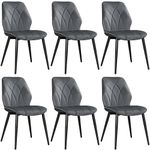 Yaheetech Velvet Dining Chairs Set of 6 Modern Dining Room Chairs with Petal Accented Backrest and Sturdy Metal Legs Padded Kitchen Chair for Dining Room, Kitchen and Bedroom, Dark Gray