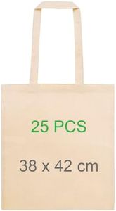 Adri 25 Bolsas de algodon con asas - Bolsas de Tela Para Pintar - 38x42cm 144g/m2 - Bolsa de la compra Asas Largas - Bolsa de Transporte - Bolsa Grande reutilizable. (25 Piezas)