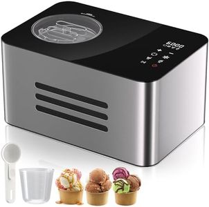 Vpcok Direct Machine à crème glacée 2 L avec compresseur 150 W Auto-réfrigérante, 4 Modes 4-in-1, Écran LED, Minuterie réglable tactile, Machines à glace et sorbetières acier inoxydable, Sorbetière