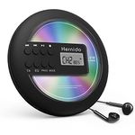 Hernido Portable CD Player for Car, Compact Disc Personal CD Player with FM Transmitter, USB Rechargeable CD Player with Headphones, Shockproof/Resume Playback Walkman CD Player