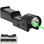 Green Laser Sight with 1000 Lumens Flashlight, Compatible with MLok and Picatinny Rail, Aluminum Tactical Rifle Beam and Laser with Strobe Function, USB Rechargeable Battery