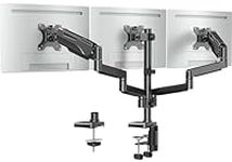 ELIVED Triple Monitor Arm Desk Mount Adjustable Gas Powered PC Monitor Stand for Most 13-27 Inch Monitors with VESA 75x75/100x100, with C-Clamp and Grommet Base, Monitor Arms for 3 Monitors EV006