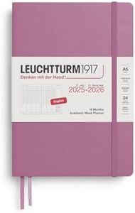 LEUCHTTURM1917 372816 Academic Weekly Planner Medium (A5) 2026, 18 Months 07.2025-12.2026, Dusty Rose, English