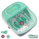 Qtiice Collapsible Foot Spa and Massager with Heater,Bubble,Virbration,Red Light,Foot Bath Bowl with 3 Pedicure Attachments to Help Take Care of Your Feet(Green)