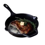 VICTORIA Cast Iron Skillet. Frying Pan with Long Handle, 10", Black (SKL-210)