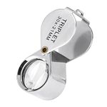 30x Magnifying Glass, Folding Pocket Metal Magnifying Glass for Reading Coins, Diamonds, Jeweller, Coins, Stamps - Flip Lens with 21 mm Diameter