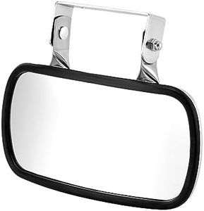 QWORK Stainless Steel Convex Mirror, Over Door Rectangular U-Bracket Rearview Mirror for Tractors, Forklifts, Trucks