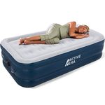 Active Era Premium Single Inflatable Mattress | Airbed for Home with Built-In Pump | 3 Min Self Inflating Blow Up Bed | Flocked Surface & Puncture Resistant Air Bed for Guests & Camping 187x99x53cm