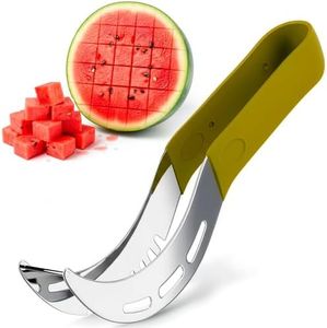 Stainless Steel Watermelon Slicer Cutter Tool – Easy Grip Durable Slicer for Watermelon, Cantaloupe, Papaya, Honeydew & More, Cut Cubes or Slices Fast | Mess-Free Prep for Parties, BBQs, Summer Snacks