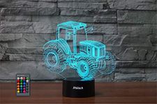 Kids Night Light, Tractor Gifts 3D Illusion Night Lamp, 16 Colors Change with Remote Control Christmas Birthday Gift, Tractor Desk Table Lamp for Children,Family, Friends and Lovers (Black Base)