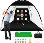 Golf Net - 10x7ft Golf Practice Net, Golf Hitting Training Netting for Garage Swing Chipping with Balls/Mat/Target, Golf Accessories Gift for Men Indoor Outdoor Sports Game