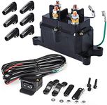 VANBOGOO Winch Rocker Swithch Replacement Combo - Included 12V Solenoid Relay Contactor,Winch Rocker Thumb Switch,Mounting Bracket Handlebar Control line Kit for ATV UTV