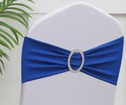 Gankar 100pcs Stretch Spandex Chair Sashes for Wedding Chair Bands with Buckles, Royal Blue Chair Bows for Party Banquet Theme Event Decorations (100 Pieces, Royal Blue)