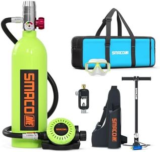 SMACO Mini Scuba Tank with Hand Pump Scuba Diving Equipment Support 15-20 Mins Breathing Underwater(No More Than 30m) 1L Diving Oxygen Tank for Water Rescue/Diving Sightseeing/Backup Air Source, Green