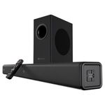 Portronics Pure Sound 107 | 200W Soundbar with Subwoofer for Deep Bass, 2.1 Channel Home Theatre, 3D Surround Sound, HD Sound, 3 EQ Modes, Bluetooth 5.3V, HDMI, AUX in, USB, Optical Port (Black)