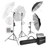 LimoStudio (LED Super Bright) 1200W Output Photo Studio Umbrella Continuous Lighting Kit, 5500K Neutral Day Light, 8400 Lumen, 95>CRI, White Soft Umbrella Diffuser & Black, Silver Reflector, LMS103