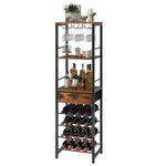 IBUYKE Wine Rack Freestanding Floor, Bar Cabinet,Coffee Bar Cabinet 4-Tier Wood bar Cabinet,Glass Holder and Storage Drawer for Home Bar Kitchen Living Room,TMJ905H