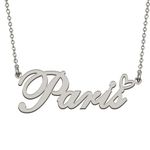 HUAN XUN Silver Initial Letter Necklace for Women Girls Paris Custom Nameplate