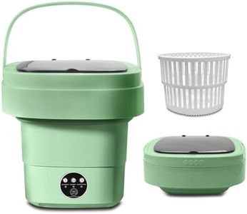 Portable Washing Machine, Foldable Personal Washer w/Integrated Drain Pipe and Spin Basket for Light Clothes, 3 Cleaning Modes, Blue Light Collapsible Laundry for Travel, RV, Baby Clothes