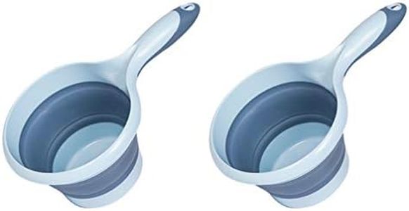 DOITOOL Water Scoop Cup 2Pcs Foldable Water Scoop Plastic Portable Collapsible Water Ladle Scoop Measuring Cups Spoon for Kitchen Bathroom Shower Hair Washing Pets Random Color Kitchen Ladle