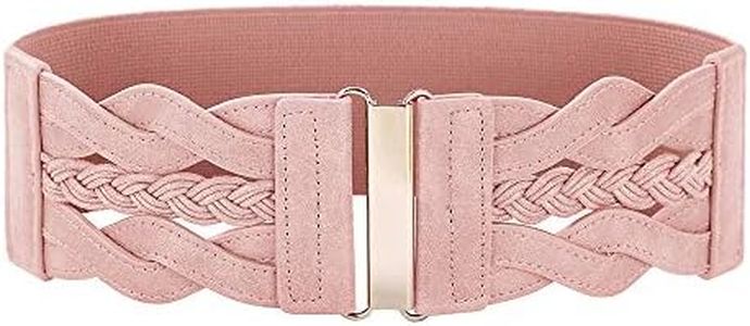 GRACE KARIN Women's Elastic Wide Belts Vintage Stretchy Belt Retro Fashion Cinch Belts for Dresses, Pink, 3X-Large