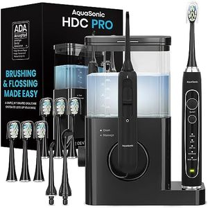 Aquasonic Home Dental Center PRO – Brushing & Flossing Made Easy – Brush & Floss – Power Toothbrush & Water Flosser – Whiter Teeth & Healthier Gums – Black Series Pro+Oral Irrigator – ADA Approved