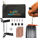 GRAND PITSTOP 27 Pcs Universal Tire Repair Kit, Heavy Duty Car Emergency Tool Kit for Flat Tire Puncture Repair, Compact Kit for Autos, Cars, Motorcycles, Trucks, RVs, etc. (15 Strips)