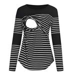 Women’s Nursing Top Long Sleeve Scoop Neck Nursing Shirt Breastfeeding Shirt Pregnancy Clothes Maternity Nursing Tops Breastfeeding Tank Tee Shirt Long Sleeve Nursing Clothes