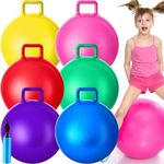 Lewtemi 6 Pcs Hopper Ball 22 Inch Jumping Hopping Inflatable Ball Bouncing Ball with Handle and Air Pump Outdoor Games for Kids Sport Exercise(Red, Blue, Green, Pink, Yellow, Purple)