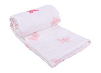 MOM'S HOME Organic Cotton Soft Summer Butterfly AC Quilt Blanket Cum Bedspread 110 x 120 Cms for Baby Boy and Girl (Pink, 0-3 Years)