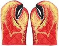 Novelty Lobster Crab Claw/Colorful Fish Oven Mitts Heat Resistant Thick Cotton Microwave Oven Gloves Anti-scalding Cooking & Baking Kitchen Steam Gloves, Safe BBQ Plates Pot Holder Gloves