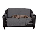 Furhaven Loveseat Slipcover Waterproof & Non Slip Quilted Paw Print Furniture Protector Cover, Washable - Gray, Loveseat