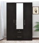 illfordd furniture Engineered Wood 3 Door Wardrobe For Bedroom / 3 Door Wardrobe With Mirror And Drawers, Brown