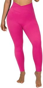 SUUKSESS Women Crossover Seamless Leggings Butt Lifting High Waisted Workout Yoga Pants (Hot Pink, S)