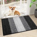 Smiry Dog Door Mat for Muddy Paws, Absorbs Moisture and Dirt, Low-Profile Entryway Mat with Non-Slip Backing, Mud Mat for Dogs, Entry Indoor Doormat for Inside Floor (24x16 Inches, Black)