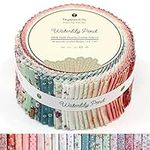 Tinyspool & Co. Jelly Roll Fabric | 40 Quilt Fabric Strips | 20 Designs - Vintage Quilting Material and Sewing Supplies for Craft, Blanket, Rug, Purse Making, Upholstery, Home Decor (Waterlily Pond)