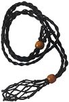 CIFIBIFUN Extra Super Large Black Necklace Cord Crystal Holders Handmade Quartz Cage, Diy Bracelet Jewelry Making Adjustable Wooded Beads (Extra Large)