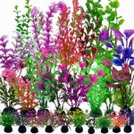 EMYSSA 25 Pack Aquarium Plants, Fish Tank Decoration Colorful Artificial Fish Tank Decor Plants Aquarium Decorations for Household and Office Aquarium Simulation, Small to Large and Tall