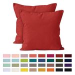 Encasa Homes Cushion Covers 2pc set (60 x 60 cm) - Deep Red - Solid Dyed Cotton Canvas, Decorative Large Square Colourful Washable Throw Pillow Cases for Living Room, Sofa, Bedroom, Home & Hotel