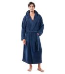 DAVID ARCHY Men's Bath Robe Luxury Soft Dressing Gown Collar Long Bath Robe Ultra Soft Warm Loungewear and Nightwear