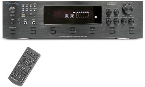 Technical Pro 6000 Watts 6 Zone Digital Bluetooth Hybrid Amplifier Preamp Tuner w/Speaker USB, SD Card Output, 2 Mic Inputs, Bass & Treble Controls, Cooling Speed Fan & LCD Display