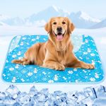 Tsmertor Dog Cooling Mat, Portable 90x60cm Pet Gel Self Cooling Pads Mat for Large Dogs, Waterproof&Scratch-Resistant, Non-Toxic Sleeping Mat for UK Pets