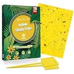 Gideal 20-Pack Dual-Sided Yellow Sticky Traps for Flying Plant Insect Such as Fungus Gnats, Whiteflies, Aphids, Leafminers,Thrips - (6x8 Inches, Included 20pcs Twist Ties)